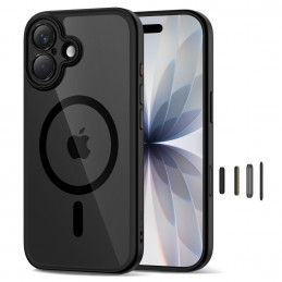 „Tech-Protect Magpeak Magsafe CC“ dėklas, skirtas „iPhone 17“ – skaidriai juodas
