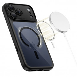 „Tech-Protect Magpeak Magsafe CC“ dėklas, skirtas „iPhone 17 Pro“ – skaidriai juodas