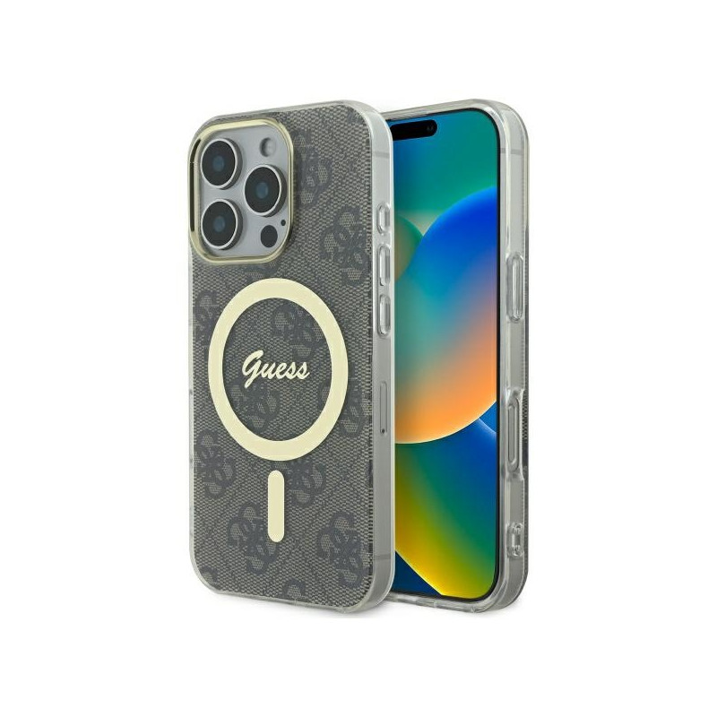 „Guess IML 4G MagSafe“ dėklas, skirtas „iPhone 16 Pro“ – rudas
