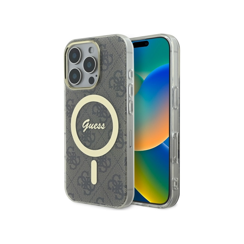 „Guess IML 4G MagSafe“ dėklas, skirtas „iPhone 16 Pro Max“ – rudas