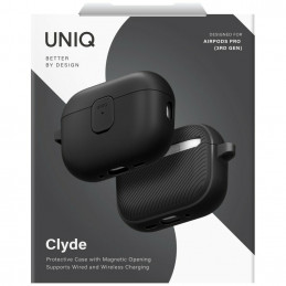 UNIQ Clyde dėklas, skirtas „AirPods Pro 3“ – juodas ir pilkas