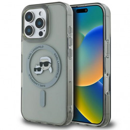 „Karl Lagerfeld IML Metal Karl&Choupette Head MagSafe“ dėklas, skirtas „iPhone 16 Pro“ – juodas