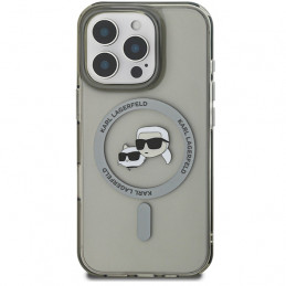 „Karl Lagerfeld IML Metal Karl&Choupette Head MagSafe“ dėklas, skirtas „iPhone 16 Pro“ – juodas