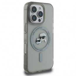 „Karl Lagerfeld IML Metal Karl&Choupette Head MagSafe“ dėklas, skirtas „iPhone 16 Pro“ – juodas