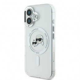 „Karl Lagerfeld IML Metal Karl&Choupette Head MagSafe“ dėklas, skirtas „iPhone 16 Plus“ – baltas