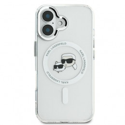 „Karl Lagerfeld IML Metal Karl&Choupette Head MagSafe“ dėklas, skirtas „iPhone 16 Plus“ – baltas