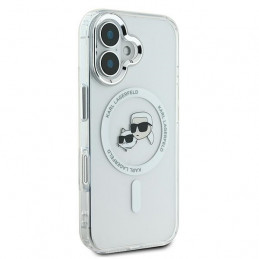 „Karl Lagerfeld IML Metal Karl&Choupette Head MagSafe“ dėklas, skirtas „iPhone 16 Plus“ – baltas
