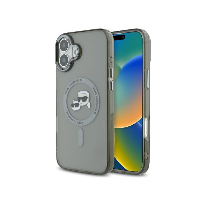 „Karl Lagerfeld IML Metal Karl&Choupette Head MagSafe“ dėklas, skirtas „iPhone 16 Plus“ – juodas