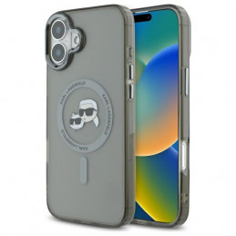„Karl Lagerfeld IML Metal Karl&Choupette Head MagSafe“ dėklas, skirtas „iPhone 16“ – juodas