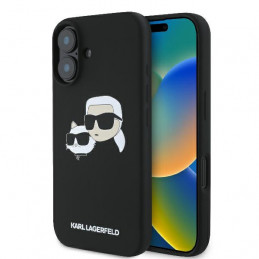 „Karl Lagerfeld“ silikoninis „MagSafe“ dėklas su „Nauble Heads“ raštu, skirtas „iPhone 16“ – juodas