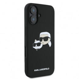 „Karl Lagerfeld“ silikoninis „MagSafe“ dėklas su „Nauble Heads“ raštu, skirtas „iPhone 16“ – juodas
