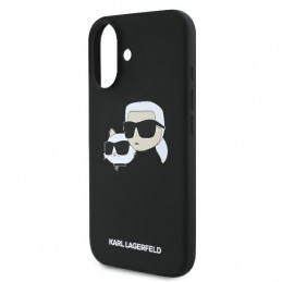 „Karl Lagerfeld“ silikoninis „MagSafe“ dėklas su „Nauble Heads“ raštu, skirtas „iPhone 16“ – juodas