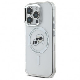 „Karl Lagerfeld IML Metal Karl&Choupette Head MagSafe“ dėklas, skirtas „iPhone 16 Pro Max“ – baltas