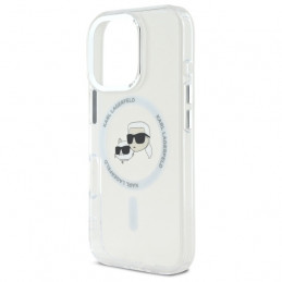 „Karl Lagerfeld IML Metal Karl&Choupette Head MagSafe“ dėklas, skirtas „iPhone 16 Pro Max“ – baltas
