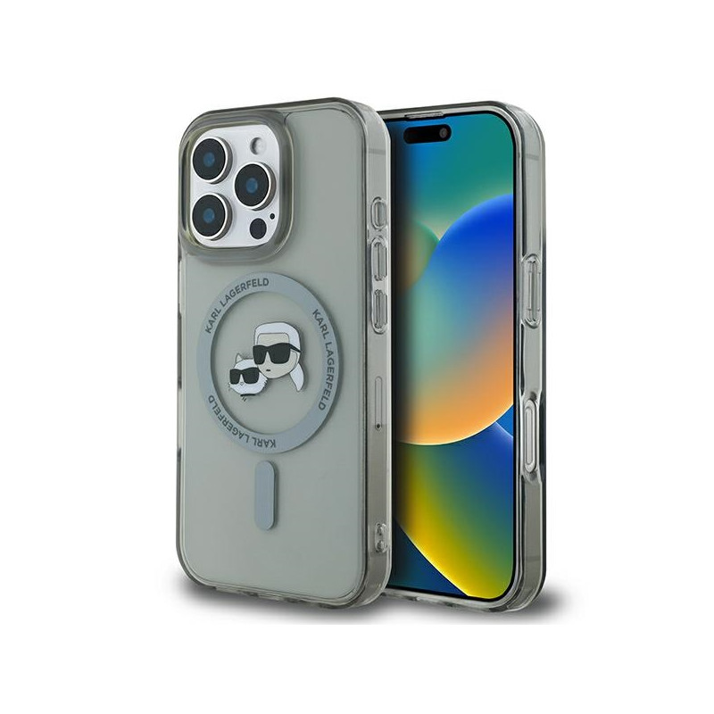 „Karl Lagerfeld IML Metal Karl&Choupette Head MagSafe“ dėklas, skirtas „iPhone 16 Pro Max“ – juodas
