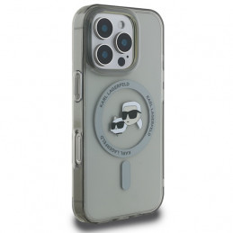 „Karl Lagerfeld IML Metal Karl&Choupette Head MagSafe“ dėklas, skirtas „iPhone 16 Pro Max“ – juodas