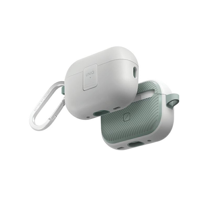 UNIQ Clyde Lock dėklas AirPods Pro 2 ausinėms – baltas ir žalias