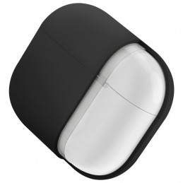 UNIQ Nexo AirPods 4 + ausų kabliukų silikoninis dėklas - juodas