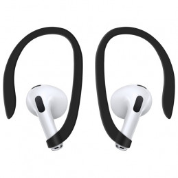 UNIQ Nexo AirPods 4 + ausų kabliukų silikoninis dėklas - juodas