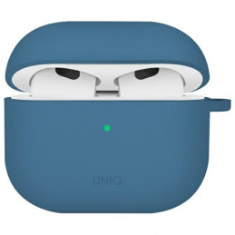 UNIQ Nexo AirPods 4 + ausų kabliukų silikoninis dėklas – mėlynas