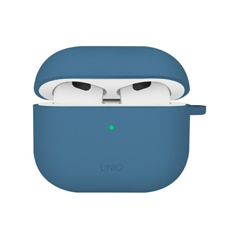 UNIQ Nexo AirPods 4 + ausų kabliukų silikoninis dėklas – mėlynas
