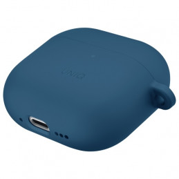 UNIQ Nexo AirPods 4 + ausų kabliukų silikoninis dėklas – mėlynas