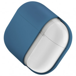 UNIQ Nexo AirPods 4 + ausų kabliukų silikoninis dėklas – mėlynas
