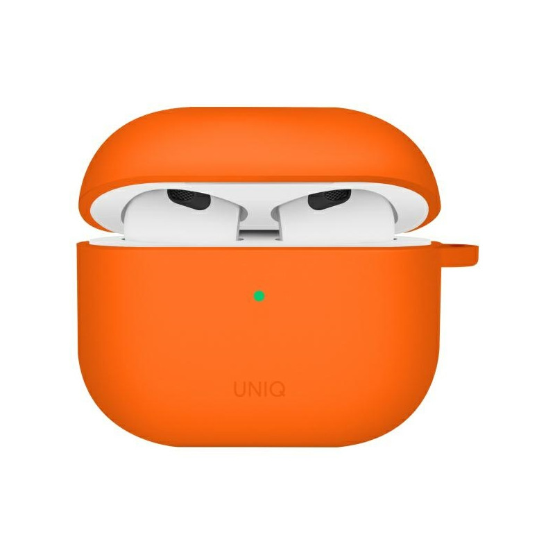 UNIQ Nexo AirPods 4 + ausų kabliukų silikoninis dėklas – oranžinis