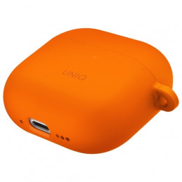 UNIQ Nexo AirPods 4 + ausų kabliukų silikoninis dėklas – oranžinis