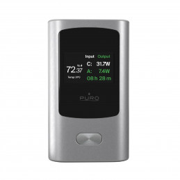 Powerbank Puro 45W 10000mAh USB-A USB-C z wyświetlaczem - szary