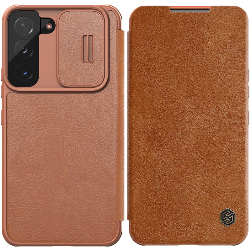 Nillkin Qin Leather Pro Case Dėklas, skirtas Samsung Galaxy S22+ (S22 Plus) Camera Protector Dėklas Dėklas Flip Case Rud...