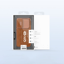 Nillkin Qin Leather Pro Case Dėklas, skirtas Samsung Galaxy S22+ (S22 Plus) Camera Protector Dėklas Dėklas Flip Case Rud...
