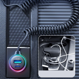 Joyroom 3 viename greitas automobilinis įkroviklis su C tipo USB laidu 1,6 m 60 W juodas (JR-CL07)