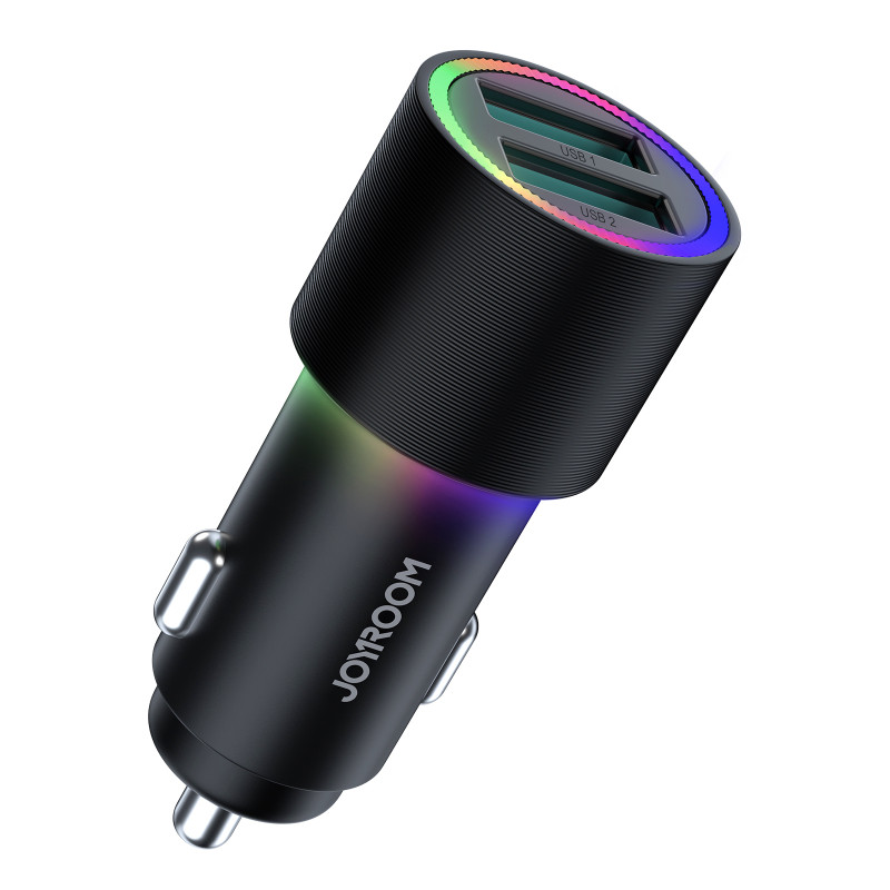 Joyroom automobilinis įkroviklis 2 x USB su apšvietimu 24W juodas (JR-CL10)