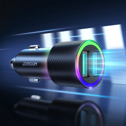 Joyroom automobilinis įkroviklis 2 x USB su apšvietimu 24W + maitinimo laidas 3in1 USB Type C / micro USB / Lightning 1,...