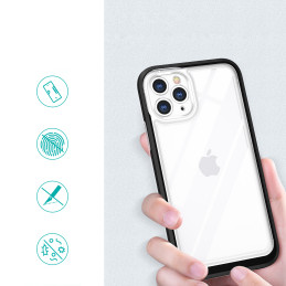 Skaidrus 3in1 dėklas skirtas iPhone 11 Pro Max, gelinis dangtelis su rėmeliu, juodas