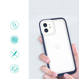 Skaidrus 3in1 dėklas skirtas iPhone 12, gelinis dangtelis su rėmeliu, mėlynas
