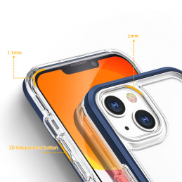 Skaidrus 3in1 dėklas skirtas iPhone 13 mini, gelinis dangtelis su rėmeliu, mėlynas