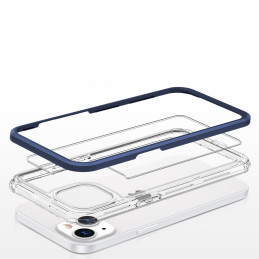 Skaidrus 3in1 dėklas skirtas iPhone 13, gelinis dangtelis su rėmeliu, mėlynas