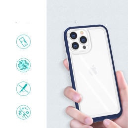 Skaidrus 3in1 dėklas skirtas iPhone 13 Pro Max, gelinis dangtelis su rėmeliu, mėlynas