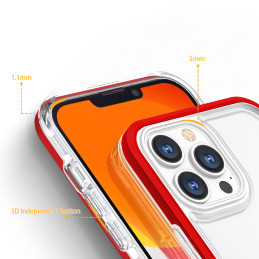Skaidrus 3in1 dėklas skirtas iPhone 13 Pro Max, gelinis dangtelis su raudonu rėmeliu