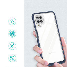 Skaidrus 3in1 dėklas, skirtas Samsung Galaxy A12 5G gelio dangtelis su mėlynu rėmeliu