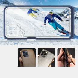 Skaidrus 3in1 dėklas, skirtas Samsung Galaxy A12 5G gelio dangtelis su mėlynu rėmeliu