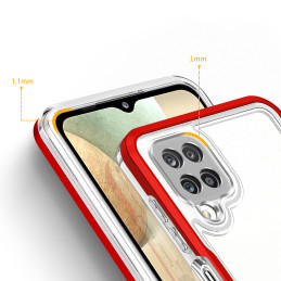 Skaidrus 3in1 dėklas, skirtas Samsung Galaxy A12 5G gelio dangtelis su raudonu rėmeliu