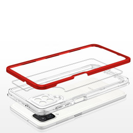 Skaidrus 3in1 dėklas, skirtas Samsung Galaxy A12 5G gelio dangtelis su raudonu rėmeliu