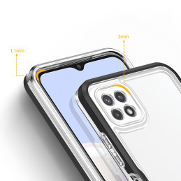 Skaidrus 3in1 dėklas, skirtas Samsung Galaxy A22 5G gelio dangtelis su juodu rėmeliu