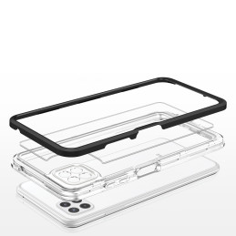 Skaidrus 3in1 dėklas, skirtas Samsung Galaxy A22 5G gelio dangtelis su juodu rėmeliu