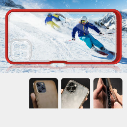 Skaidrus 3in1 dėklas, skirtas Samsung Galaxy A22 5G gelio dangtelis su raudonu rėmeliu