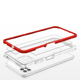 Skaidrus 3in1 dėklas, skirtas Samsung Galaxy A22 5G gelio dangtelis su raudonu rėmeliu