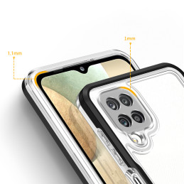 Skaidrus 3in1 dėklas Samsung Galaxy A22 4G gelio dangtelis su juodu rėmeliu